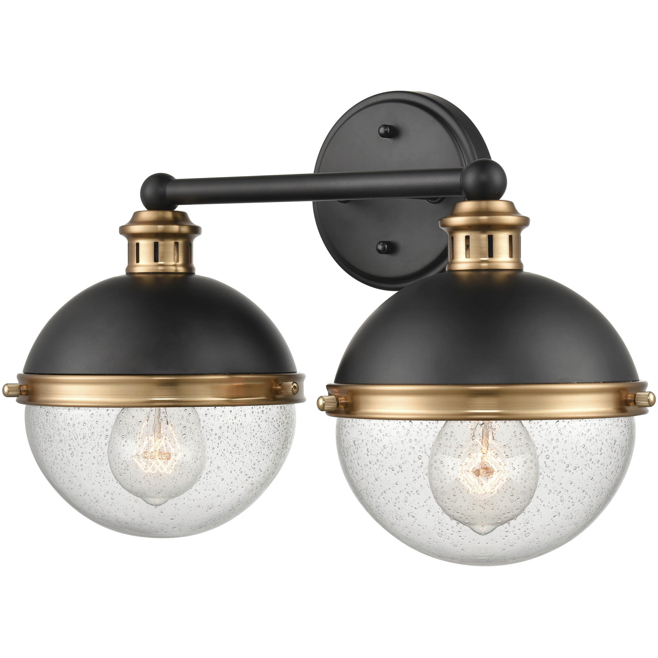 Ellmira 2 Light 15.75 inch Matte Black/Aged Brass Bathroom Vanity Light Wall Light